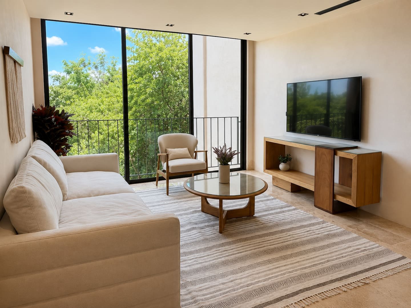 Alberca del residencial rodeada de jardín
