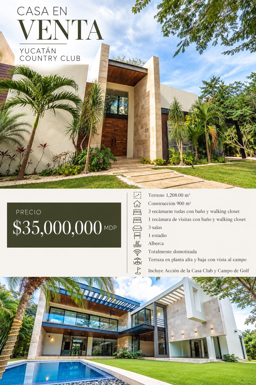 Casa con vista al campo de golf en Yucatán Country Club · 4